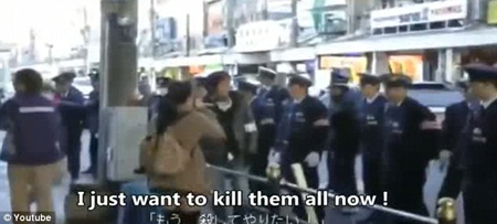 日本女子街頭高喊反朝言論(網(wǎng)頁(yè)截圖)